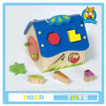 The wooden educational toys.wooden doll house.mini wooden house toy.Shape puzzle